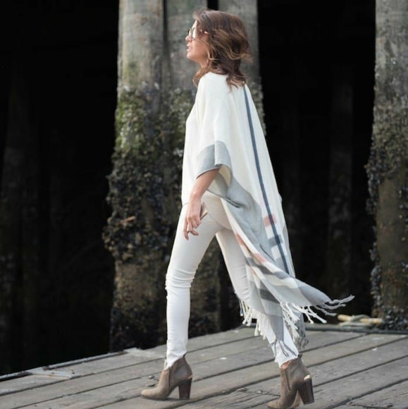 Loft | Striped Poncho with Fringe - Picture 9 of 14